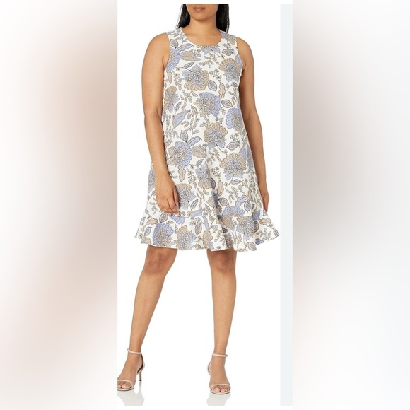 Tommy Hilfiger Women's Ruffled Hem floral Shift  linen Dress size 2 1724 - Picture 1 of 9